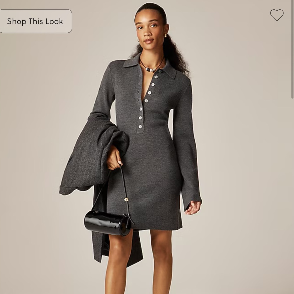 J. Crew Bell-Sleeve Mini Sweater Dress (Charcoal)